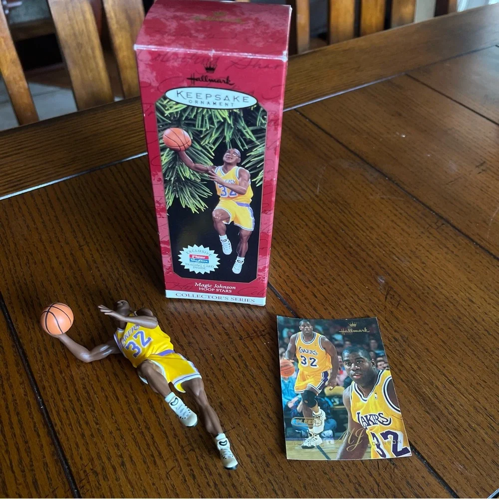 Hallmark Magic Johnson 32 Lakers Hoop Stars Ornament Yellow and Purple